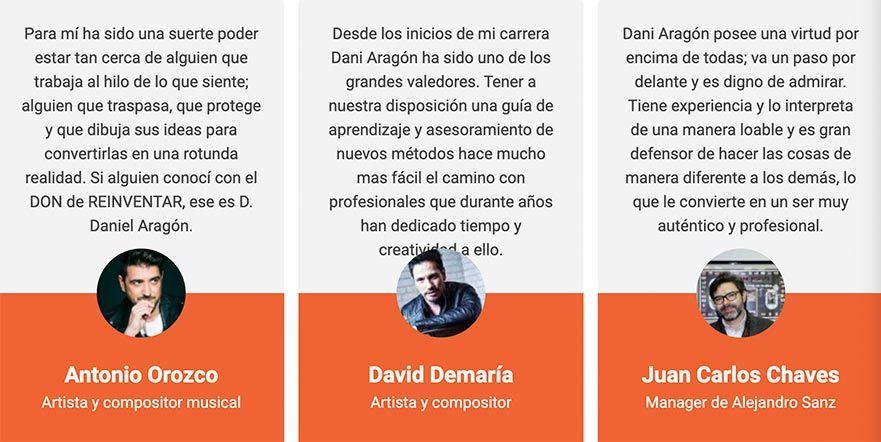 Manager Evolution, emanager, Opiniones de artistas, compositores y managers de Dani Aragón