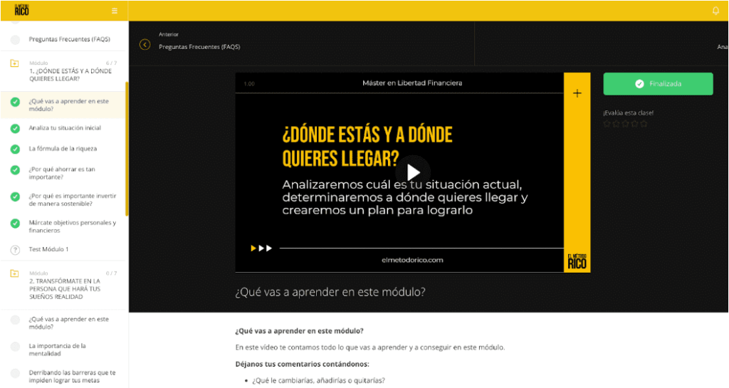 Curso en libertad financiera de El Método Rico