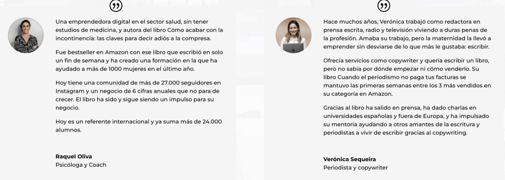 Testimonios de autor 6 cifras